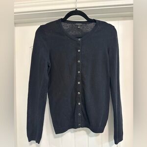 Talbots Classic Black Cardigan Sweater Button Up Size Small